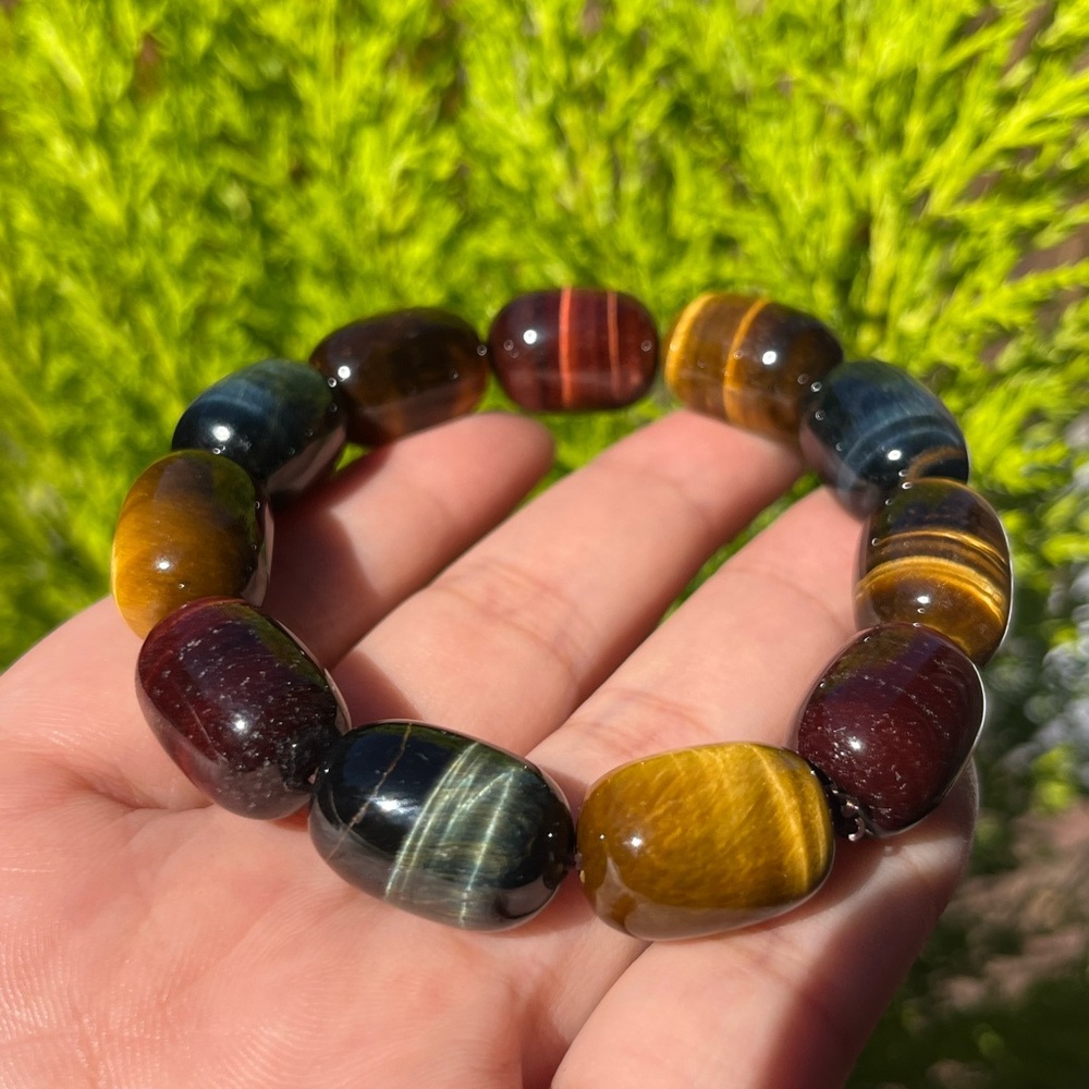 13mm Barrel Shape High Quality Flashy Tiger Eye Bracelet